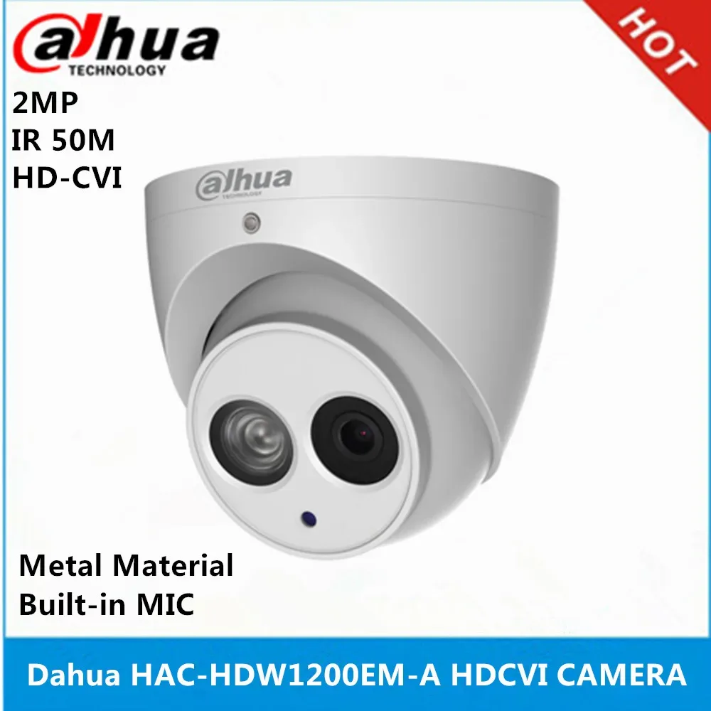 Dahua HAC-HDW1200EM-A HDCVI 2MP DOME Camera built in mic CMOS 1080P IR 50M IP66 metal case security camera — image 1