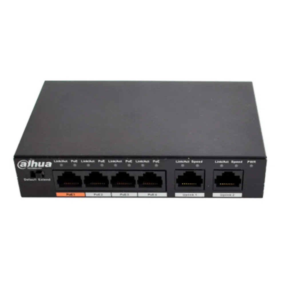 Dahua 4ch PoE Switch DH-S1500C-4ET2ET-DPWR 4CH Ethernet Switch with 250m Power Transit Distance Support PoE PoE+&Hi-PoE Protocol — image 2
