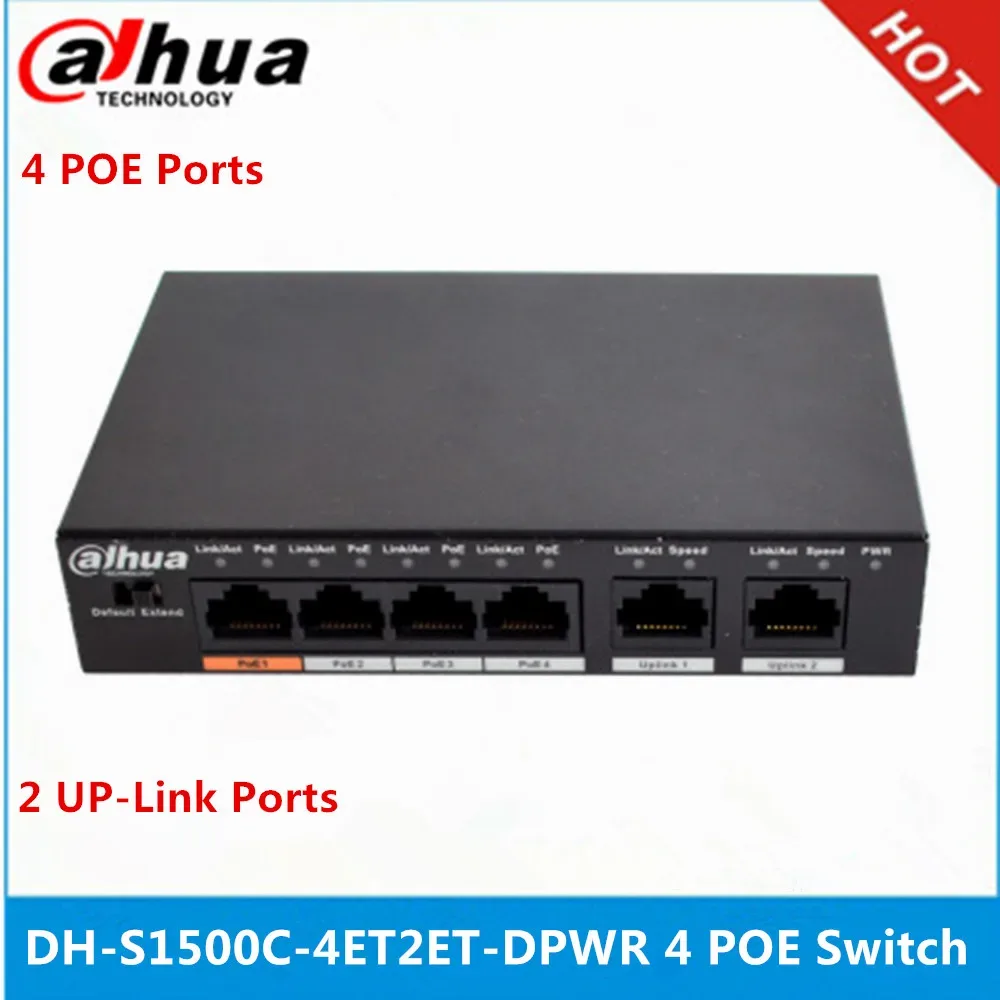 Dahua 4ch PoE Switch DH-S1500C-4ET2ET-DPWR 4CH Ethernet Switch with 250m Power Transit Distance Support PoE PoE+&Hi-PoE Protocol — image 1