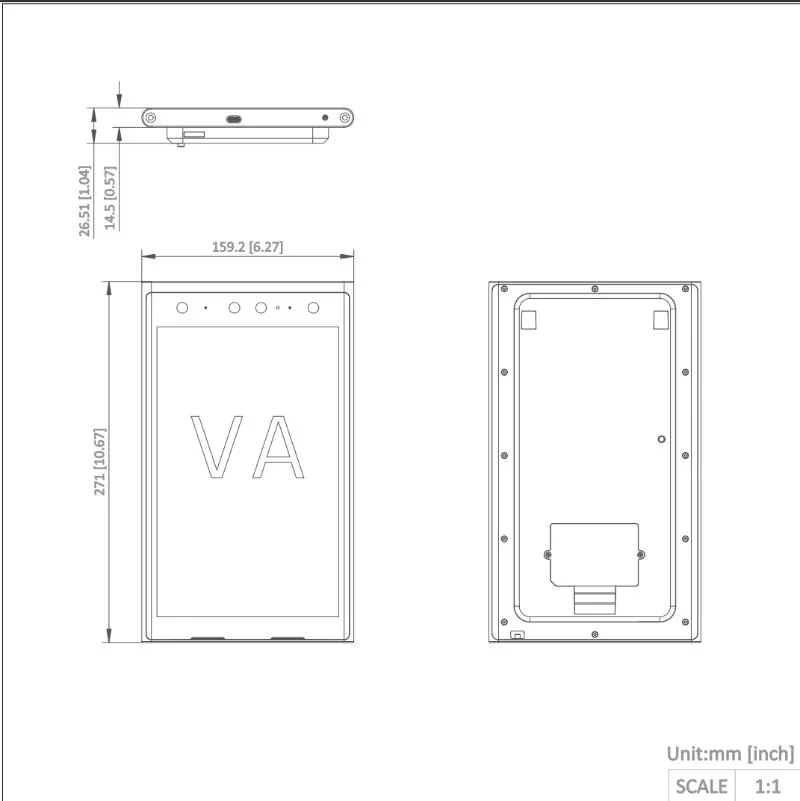 Facial Recognition Door Station — dimension drawing