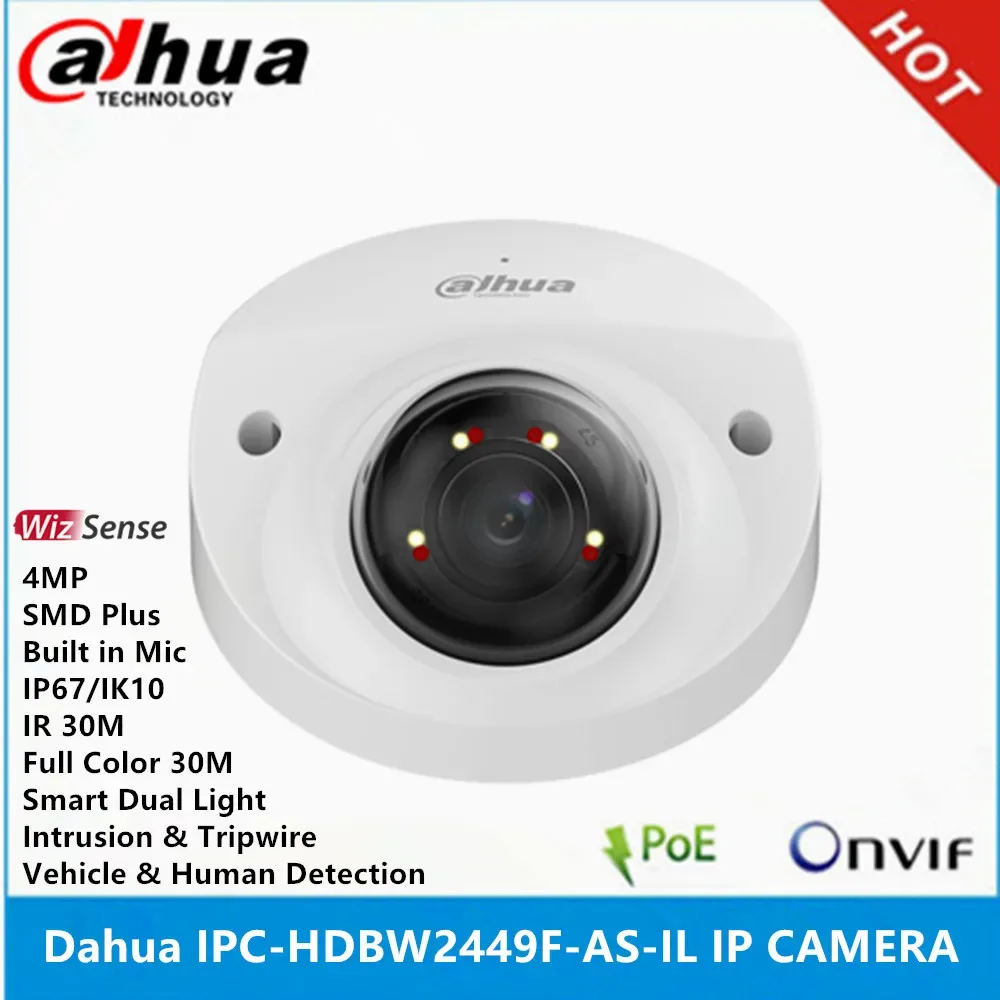 Dahua IPC-HDBW2449F-AS-IL 4MP IR & Full Color IP67 IK10 Built in MIC SMD Plus WizSense replace IPC-HDBW2431F-AS-S2 ip camera — image 1