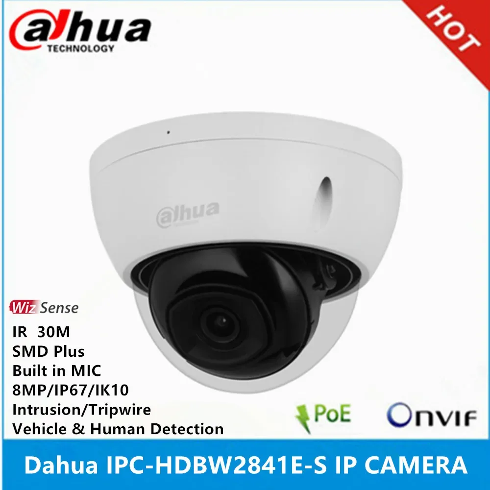 Dahua IPC-HDBW2841E-S 8MP Built-in MIC IP67 IK10 IR 30M IVS IK10 POE SMD Plus Starlight WizSense IP Camera — image 1