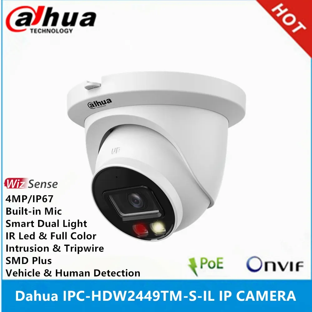 Dahua IPC-HDW2449T-S-IL & IPC-HDW2449TM-S-IL 4MP 24 hours Full-color & IR 30M Built-in Mic SMD Plus WizSense POE IP Camera — image 1