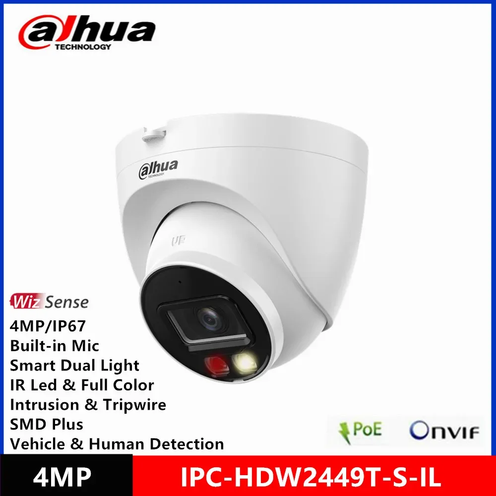 Dahua IPC-HDW2449T-S-IL & IPC-HDW2449TM-S-IL 4MP 24 hours Full-color & IR 30M Built-in Mic SMD Plus WizSense POE IP Camera — image 3