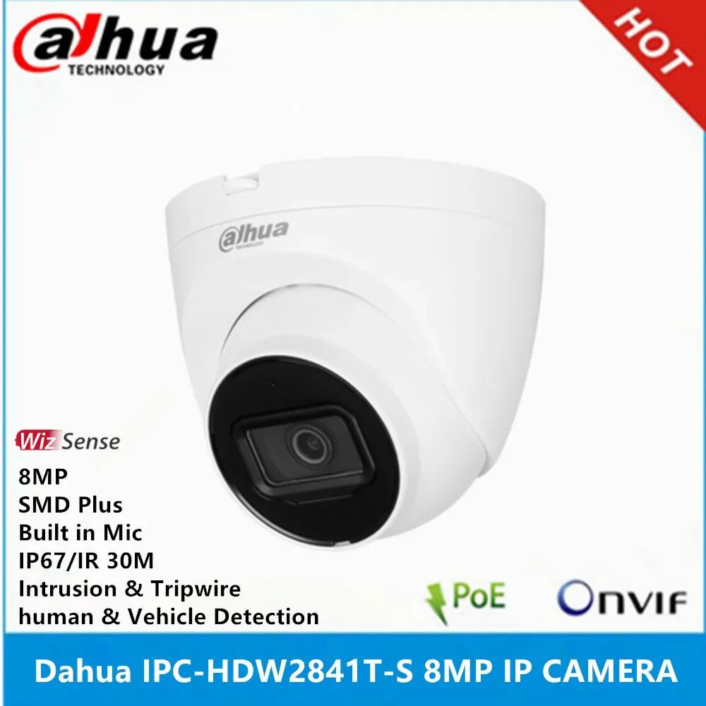 Dahua IPC-HDW2841T-S 8MP POE Built-in Mic IR 30M IP67 SMD Plus IVS WDR Starlight WizSense IP Camera replace IPC-HDW2831T-AS-S2 — image 1