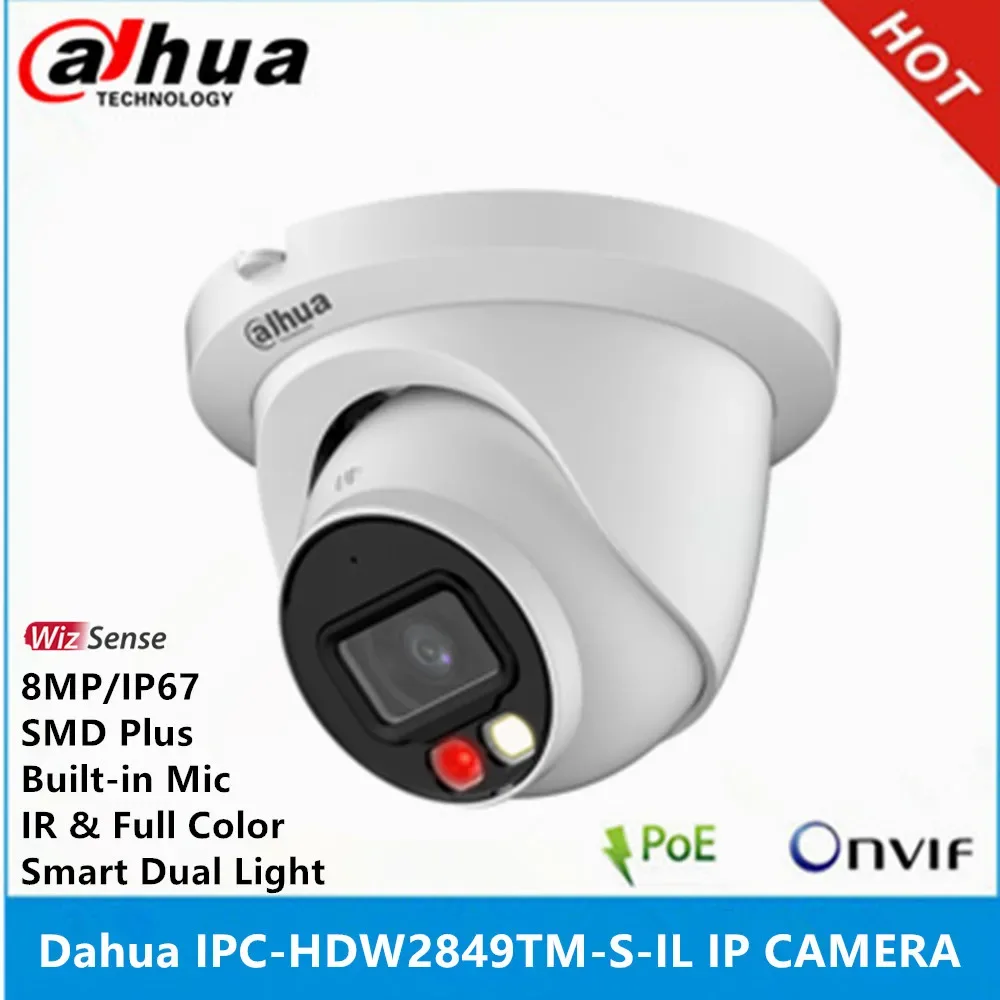 Dahua IPC-HDW2849TM-S-IL 8MP POE IR30M & 24 Hours Full color Smart Dual Light built-in Mic IP67 SMD WizSense IP Camera — image 1