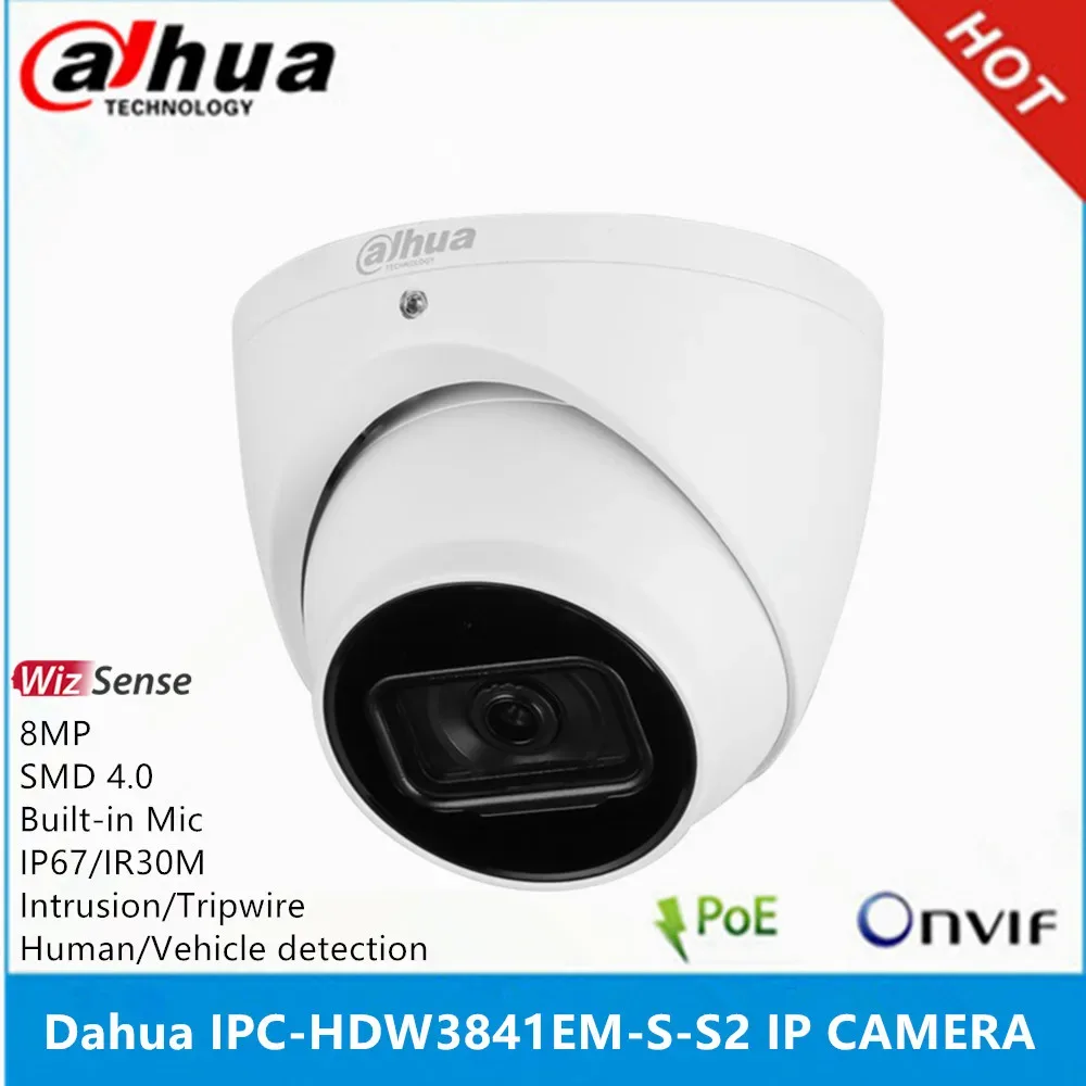 Dahua IPC-HDW3841EM-S-S2 8MP Built-in Mic IP67 IR30m SMD 4.0 AI SSA Eyeball WizSense Network IP Camera — image 1