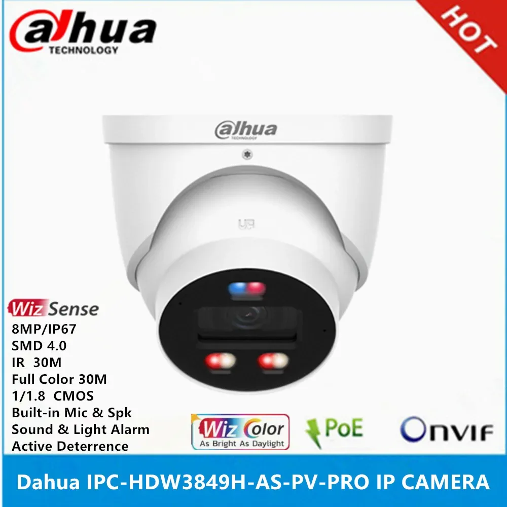 Dahua IPC-HDW3849H-AS-PV-PRO 8MP POE Built-in Mic & SPK Smart Dual Illumination SMD 4.0 Active Deterrence TIOC WizColor camera — image 1