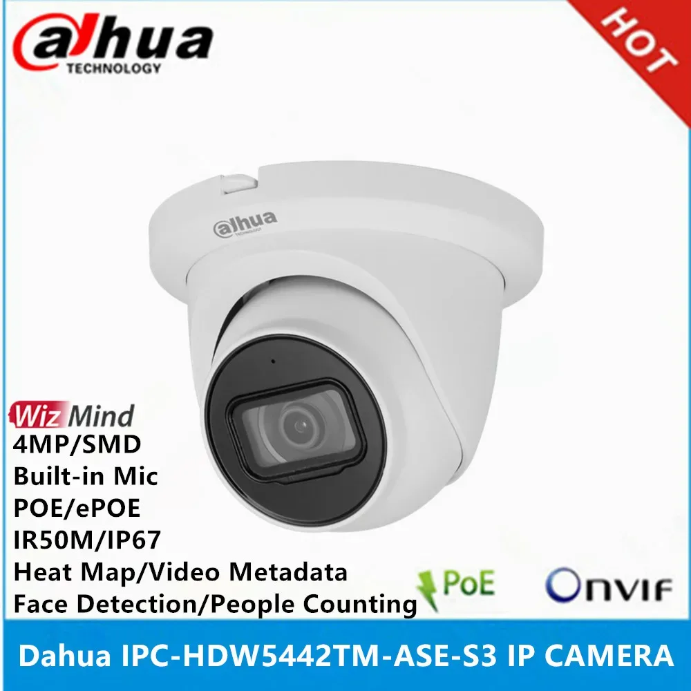 Dahua IPC-HDW5442TM-ASE-S3 4MP Built-in MIC & Audio Alarm interface IP67 IR50M POE ePoe SMD 3.0 Eyeball WizMind IP Camera — image 1