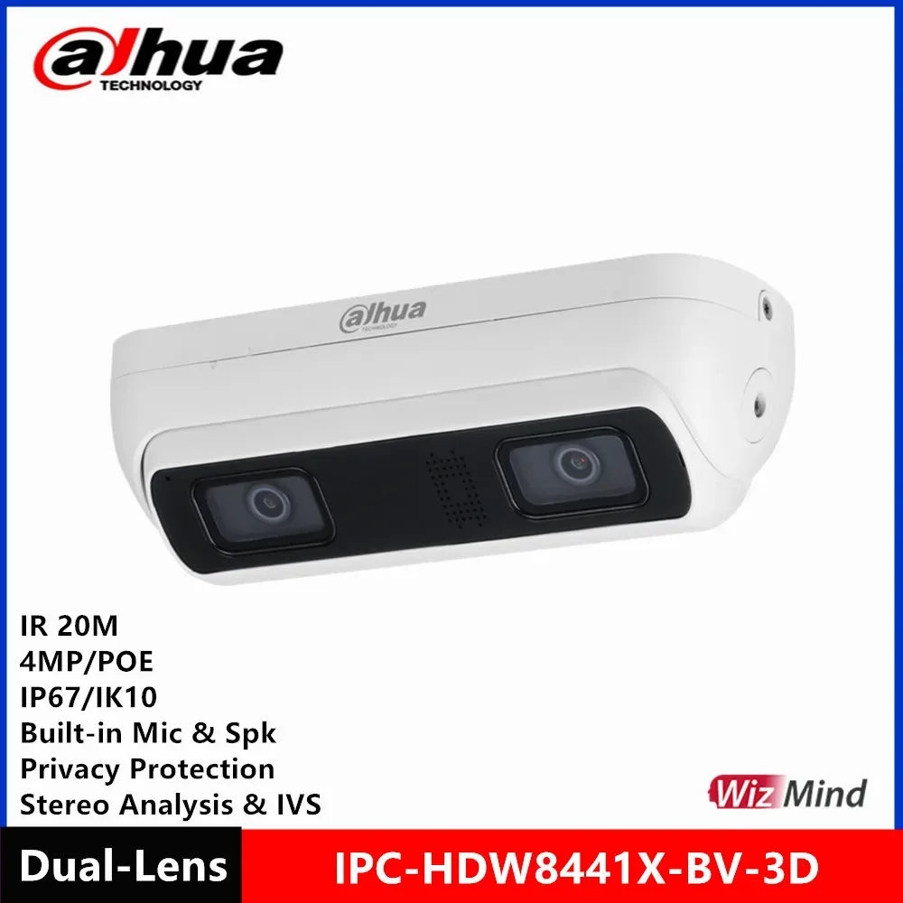 Dahua IPC-HDW8441X-3D 4MP IR 20M Dual-Lens built-in MIC & SPK IP67 IK10 & IPC-HDW8441X-BV-3D Stereo analysis WizMind POE camera — image 2