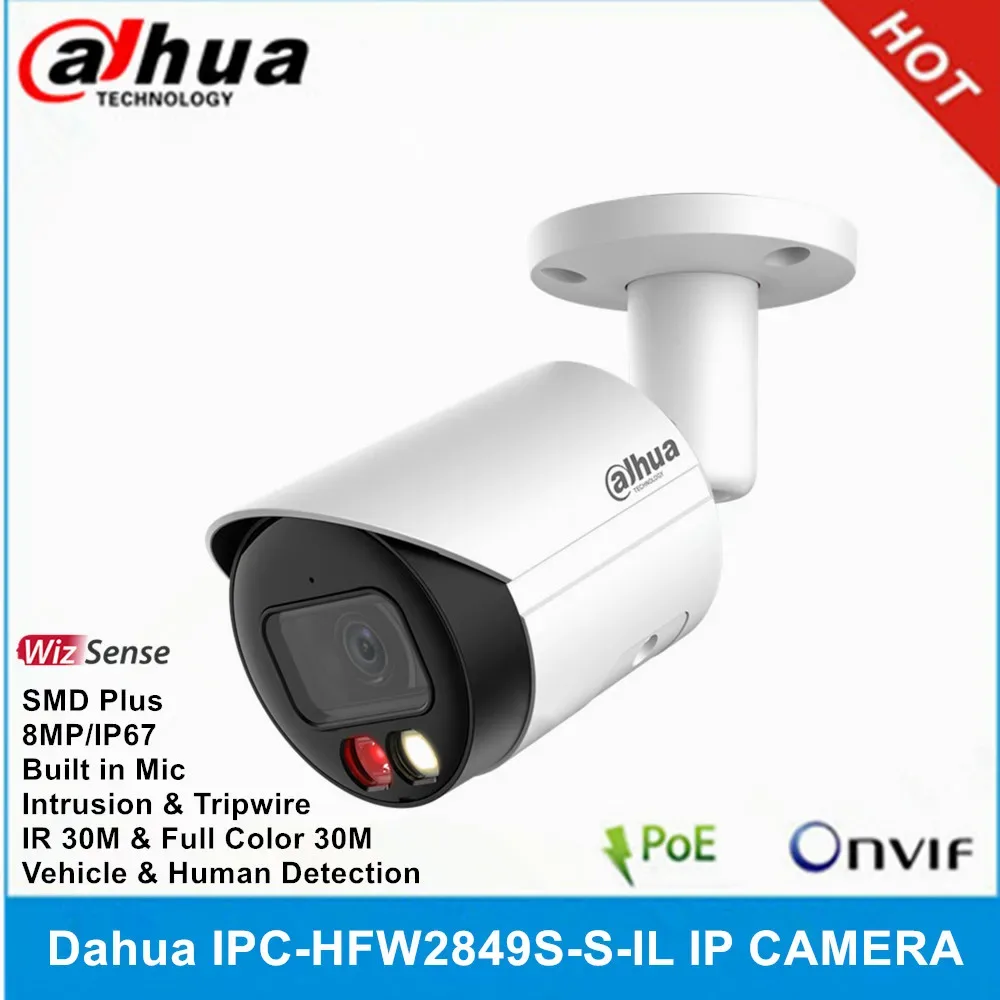 Dahua IPC-HFW2849S-S-IL 8MP 24 hours Full-color & IR 30M Smart Dual Light Built-in Mic IP67 SMD Plus WizSense POE IP Camera — image 1