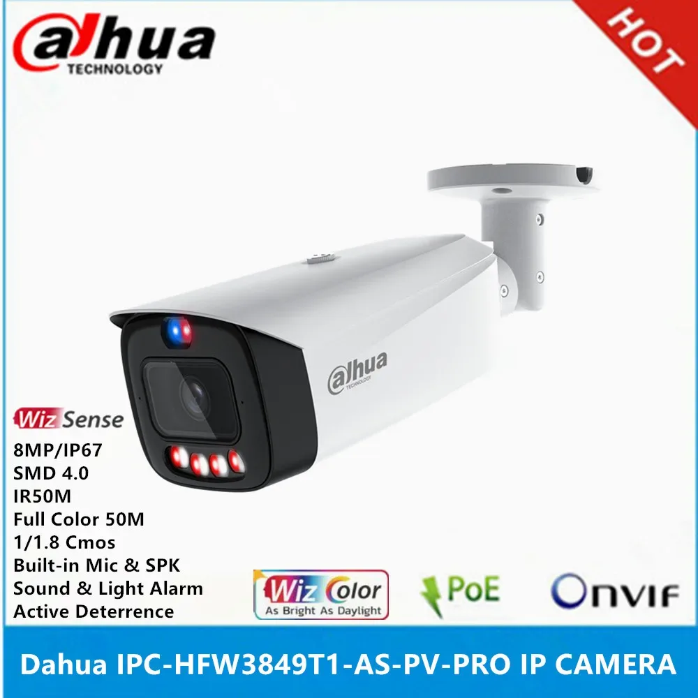Dahua IPC-HFW3849T1-AS-PV-PRO 8MP POE Built-in Mic & SPK Smart Dual Illumination SMD 4.0 Active Deterrence TIOC WizColor camera — image 1