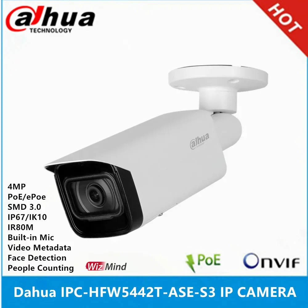 Dahua IPC-HFW5442T-ASE-S3 4mp Built-in MIC & Audio Alarm interface IP67 IK10 IR80M POE ePoe SMD 3.0 Bullet WizMind IP Camera — image 1